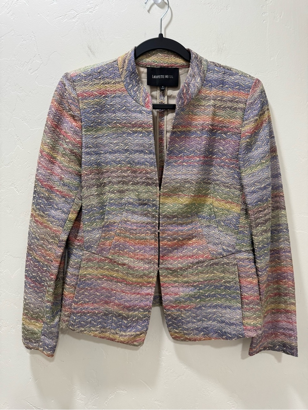 Lafayette 148 Blazer Jacket Women's 8 Multi Color Pastel Rainbow